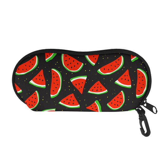 Black Cute Watermelon Pattern Print Glasses Case
