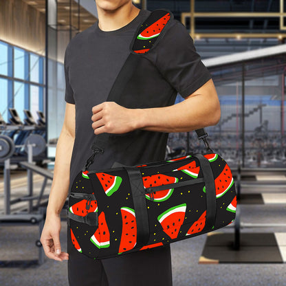 Black Cute Watermelon Pattern Print Gym Bag
