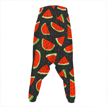 Black Cute Watermelon Pattern Print Hammer Pants