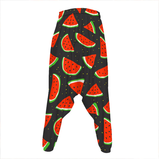Black Cute Watermelon Pattern Print Hammer Pants