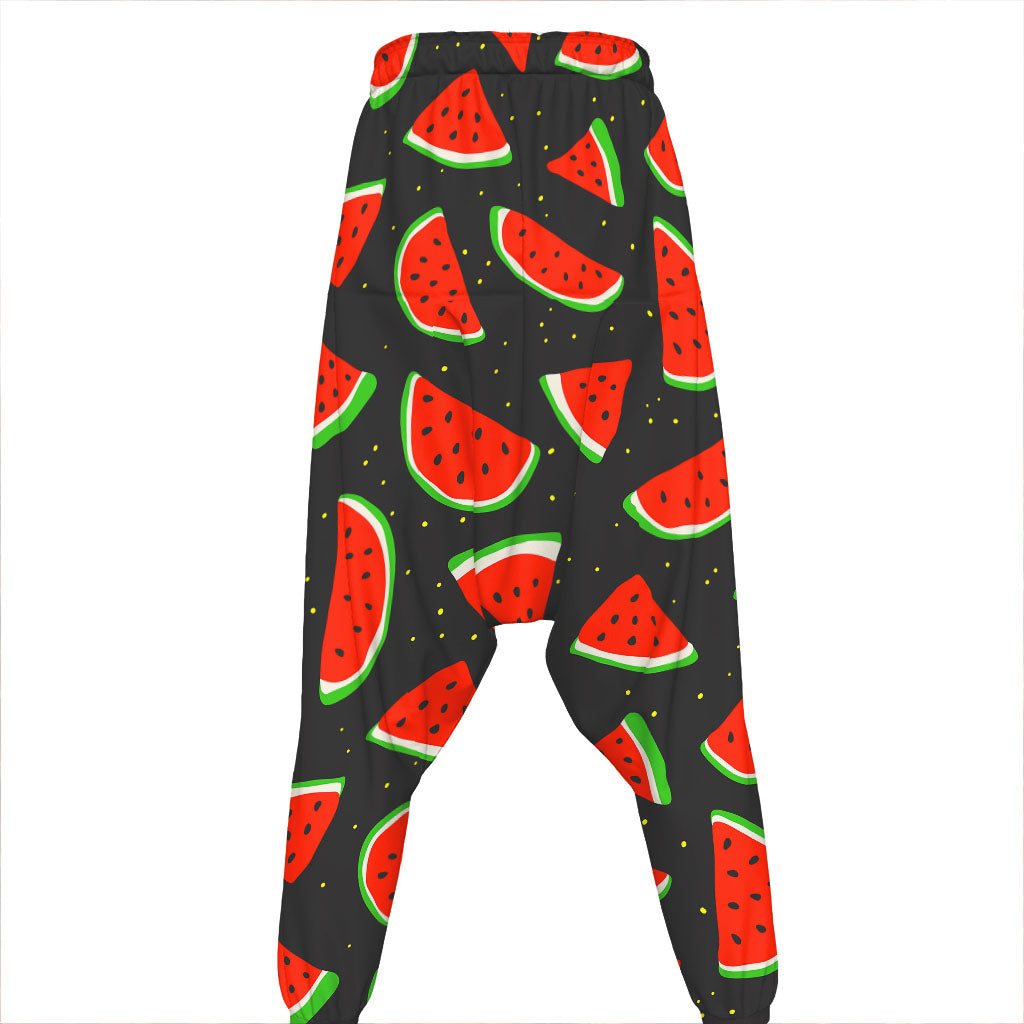 Black Cute Watermelon Pattern Print Hammer Pants