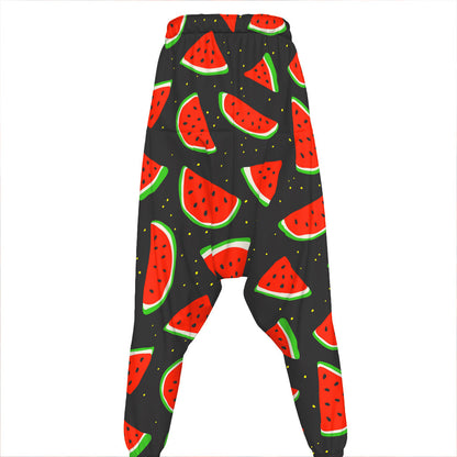 Black Cute Watermelon Pattern Print Hammer Pants