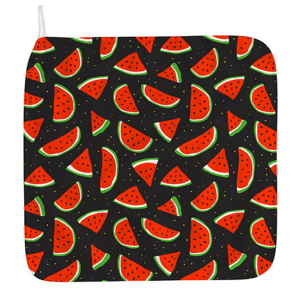 Black Cute Watermelon Pattern Print Hand Towel