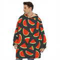 Black Cute Watermelon Pattern Print Hoodie Blanket
