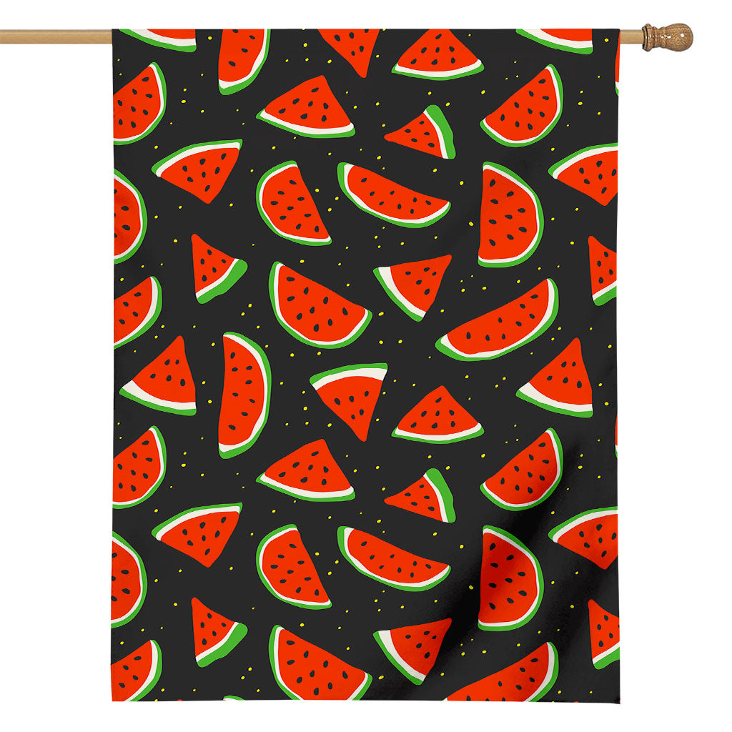 Black Cute Watermelon Pattern Print House Flag