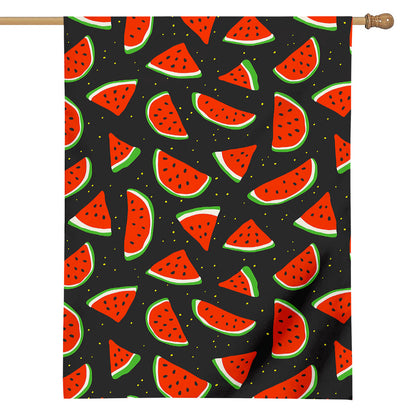 Black Cute Watermelon Pattern Print House Flag