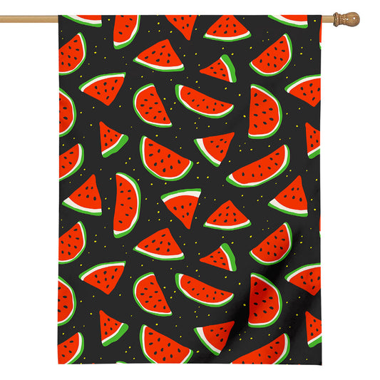 Black Cute Watermelon Pattern Print House Flag