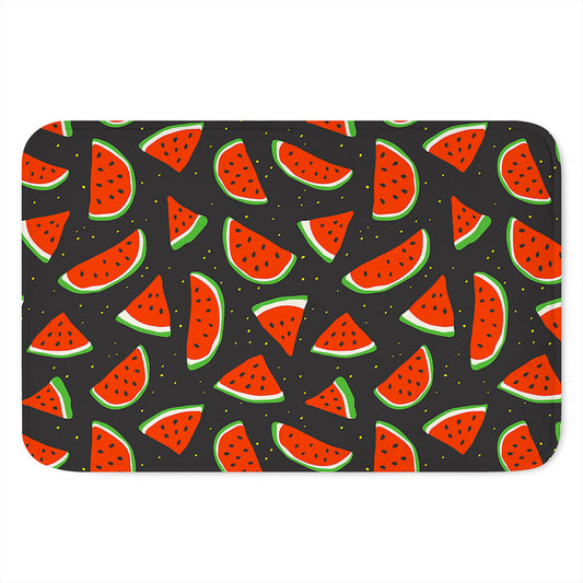 Black Cute Watermelon Pattern Print Indoor Door Mat