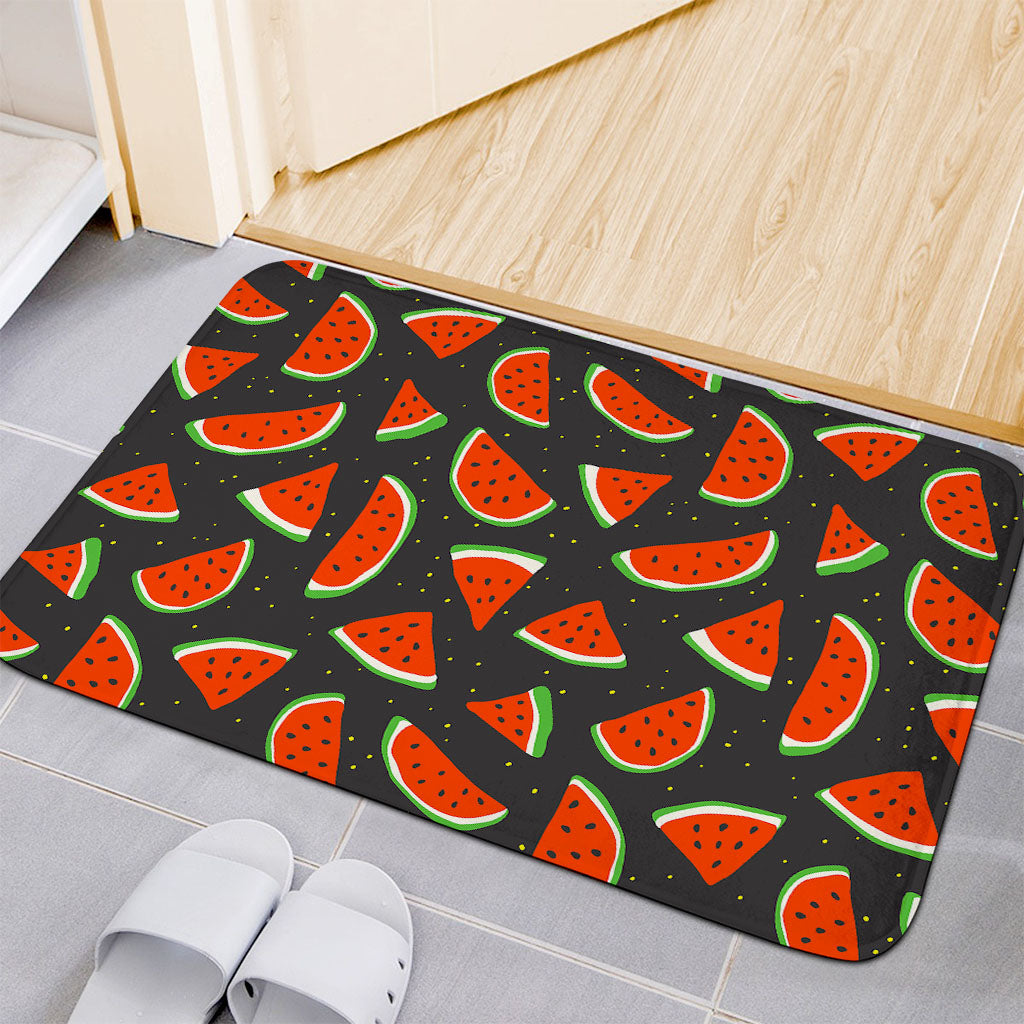 Black Cute Watermelon Pattern Print Indoor Door Mat
