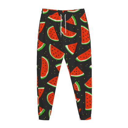 Black Cute Watermelon Pattern Print Jogger Pants