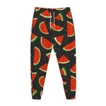 Black Cute Watermelon Pattern Print Jogger Pants