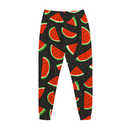 Black Cute Watermelon Pattern Print Jogger Pants