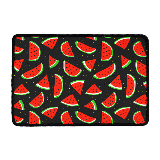 Black Cute Watermelon Pattern Print Kitchen Mat