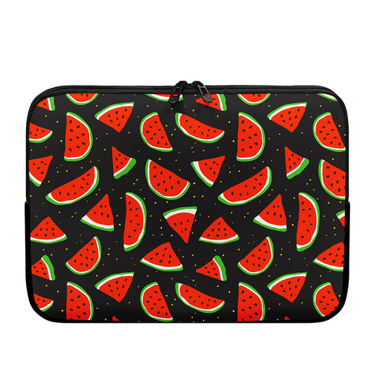 Black Cute Watermelon Pattern Print Laptop Sleeve