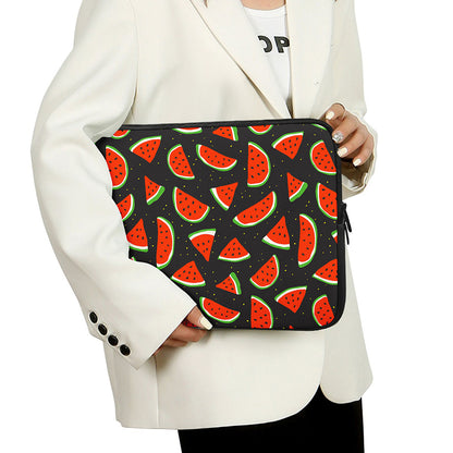 Black Cute Watermelon Pattern Print Laptop Sleeve