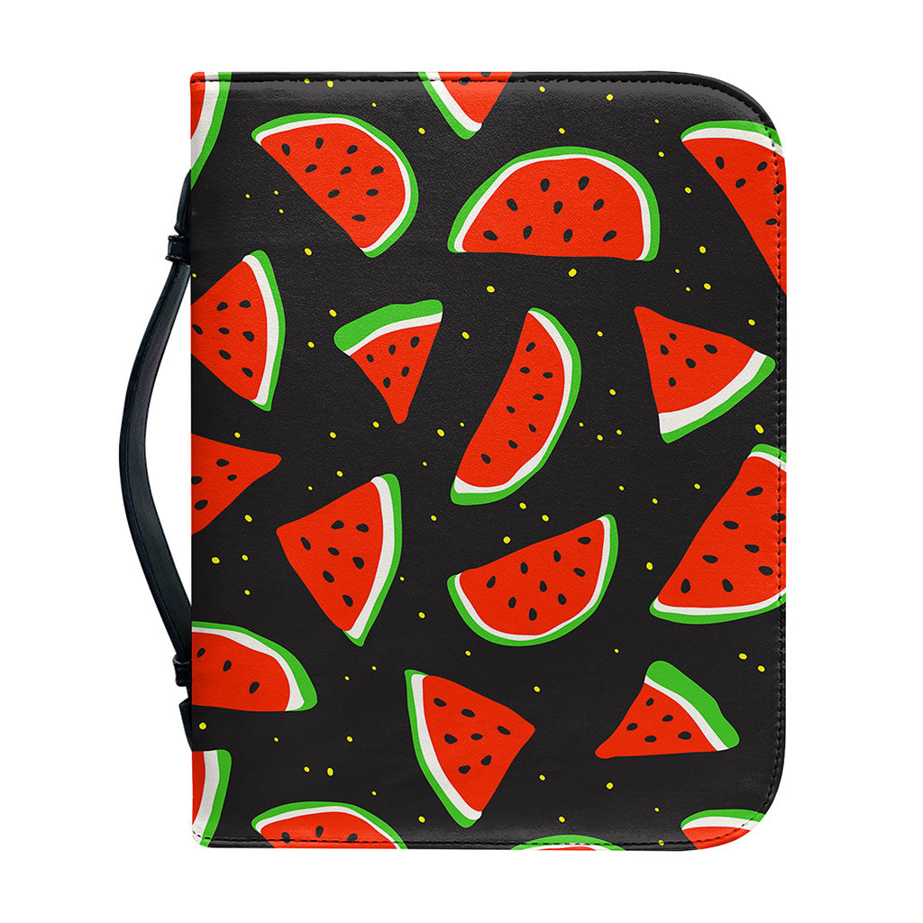 Black Cute Watermelon Pattern Print Leather Bible Cover