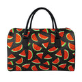 Black Cute Watermelon Pattern Print Leather Duffel Bag
