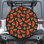 Black Cute Watermelon Pattern Print Leather Spare Tire Cover