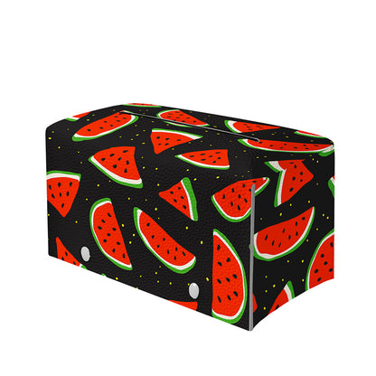 Black Cute Watermelon Pattern Print Leather Tissue Box Cover