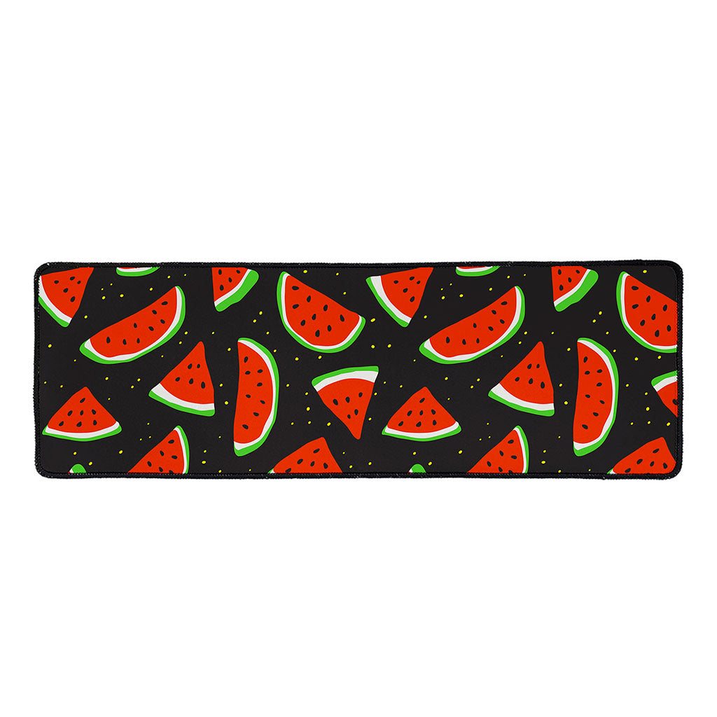 Black Cute Watermelon Pattern Print Long Kitchen Mat