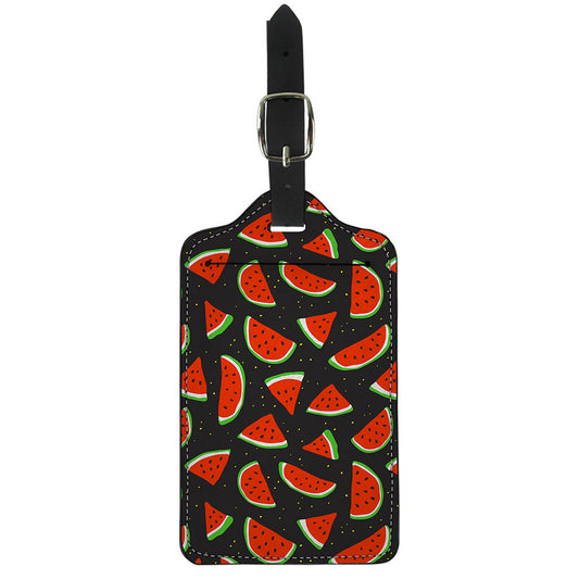 Black Cute Watermelon Pattern Print Luggage Tag