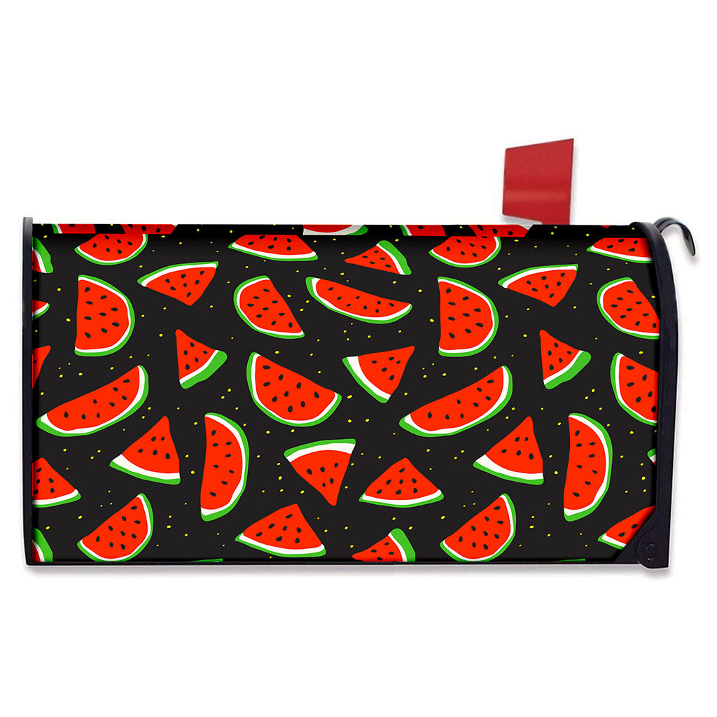 Black Cute Watermelon Pattern Print Mailbox Cover
