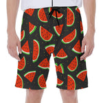 Black Cute Watermelon Pattern Print Men's Beach Shorts