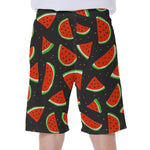 Black Cute Watermelon Pattern Print Men's Beach Shorts