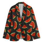 Black Cute Watermelon Pattern Print Men's Blazer