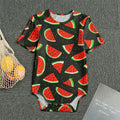 Black Cute Watermelon Pattern Print Men's Bodysuit