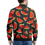 Black Cute Watermelon Pattern Print Men's Bomber Jacket