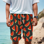 Black Cute Watermelon Pattern Print Men's Cargo Shorts