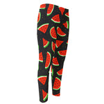 Black Cute Watermelon Pattern Print Men's Compression Pants