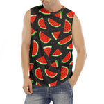 Black Cute Watermelon Pattern Print Men's Fitness Tank Top