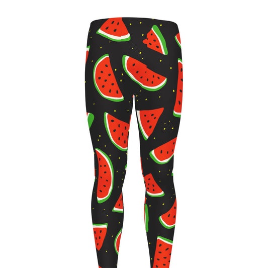 Black Cute Watermelon Pattern Print Men's leggings