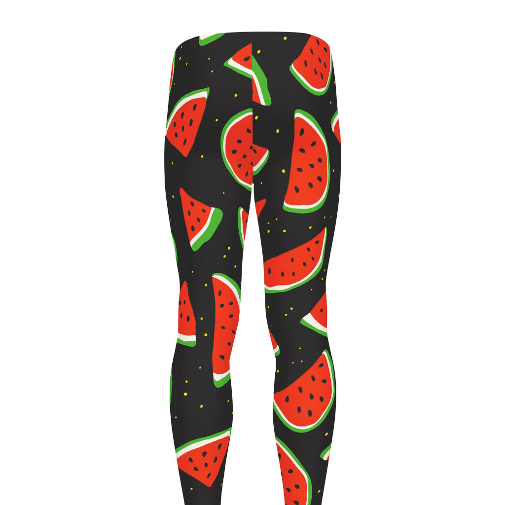 Black Cute Watermelon Pattern Print Men's leggings