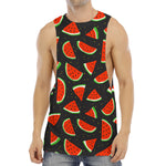 Black Cute Watermelon Pattern Print Men's Muscle Tank Top