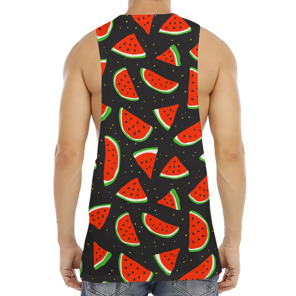 Black Cute Watermelon Pattern Print Men's Muscle Tank Top