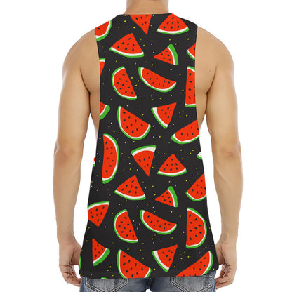 Black Cute Watermelon Pattern Print Men's Muscle Tank Top