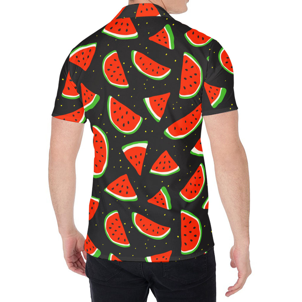 Black Cute Watermelon Pattern Print Men's Shirt