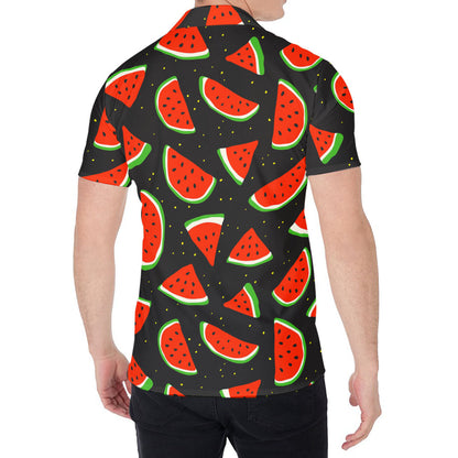 Black Cute Watermelon Pattern Print Men's Shirt