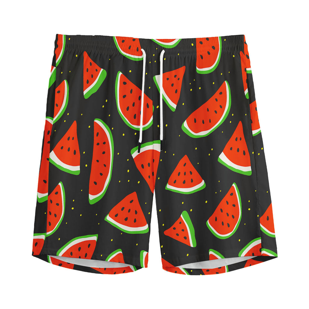 Black Cute Watermelon Pattern Print Men's Sports Shorts