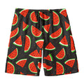 Black Cute Watermelon Pattern Print Men's Swim Trunks