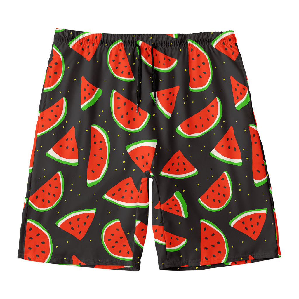 Black Cute Watermelon Pattern Print Men's Swim Trunks