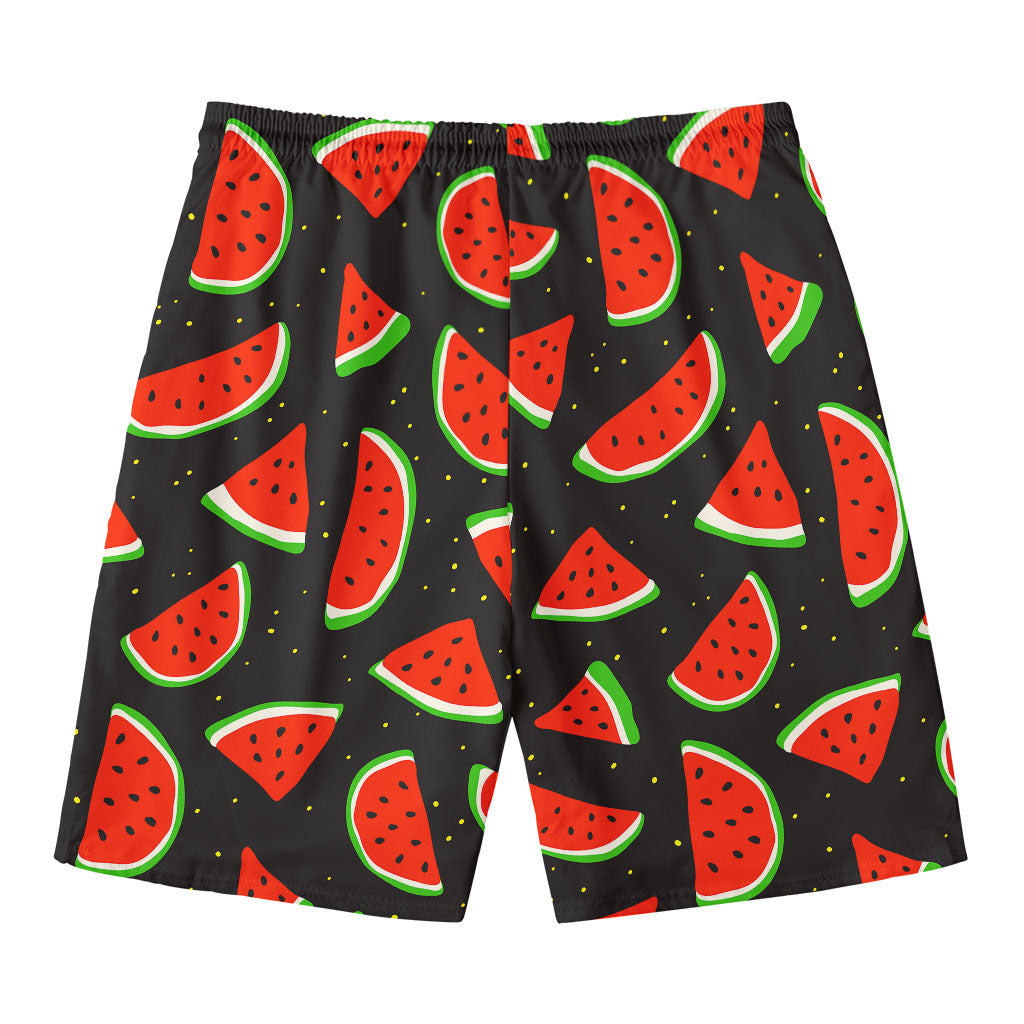 Black Cute Watermelon Pattern Print Men's Swim Trunks