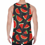 Black Cute Watermelon Pattern Print Men's Velvet Tank Top