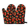 Black Cute Watermelon Pattern Print Oven Mitts