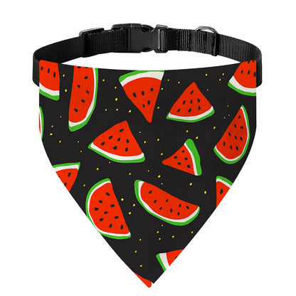 Black Cute Watermelon Pattern Print Over The Collar Dog Bandana