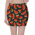 Black Cute Watermelon Pattern Print Pencil Mini Skirt