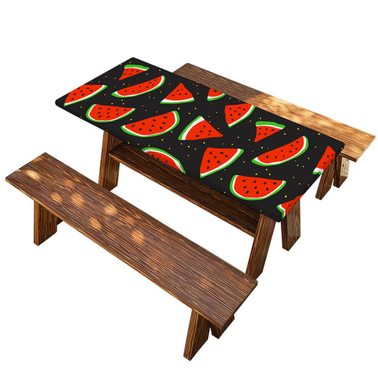 Black Cute Watermelon Pattern Print Picnic Table Cover